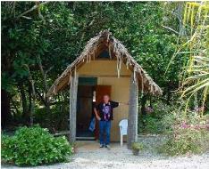Outside a bungalow