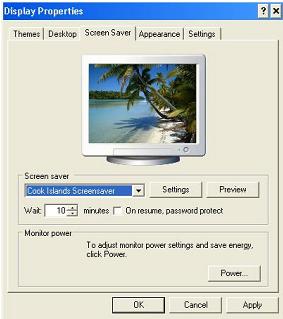Display properties dialog box