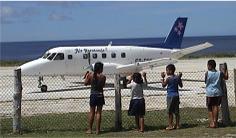 Eagerly awaiting the flight from Rarotonga
