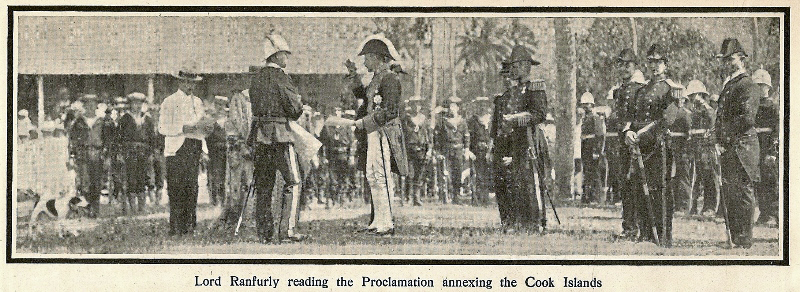 Proclaiming Cook Islands annexation (newspaper photo)