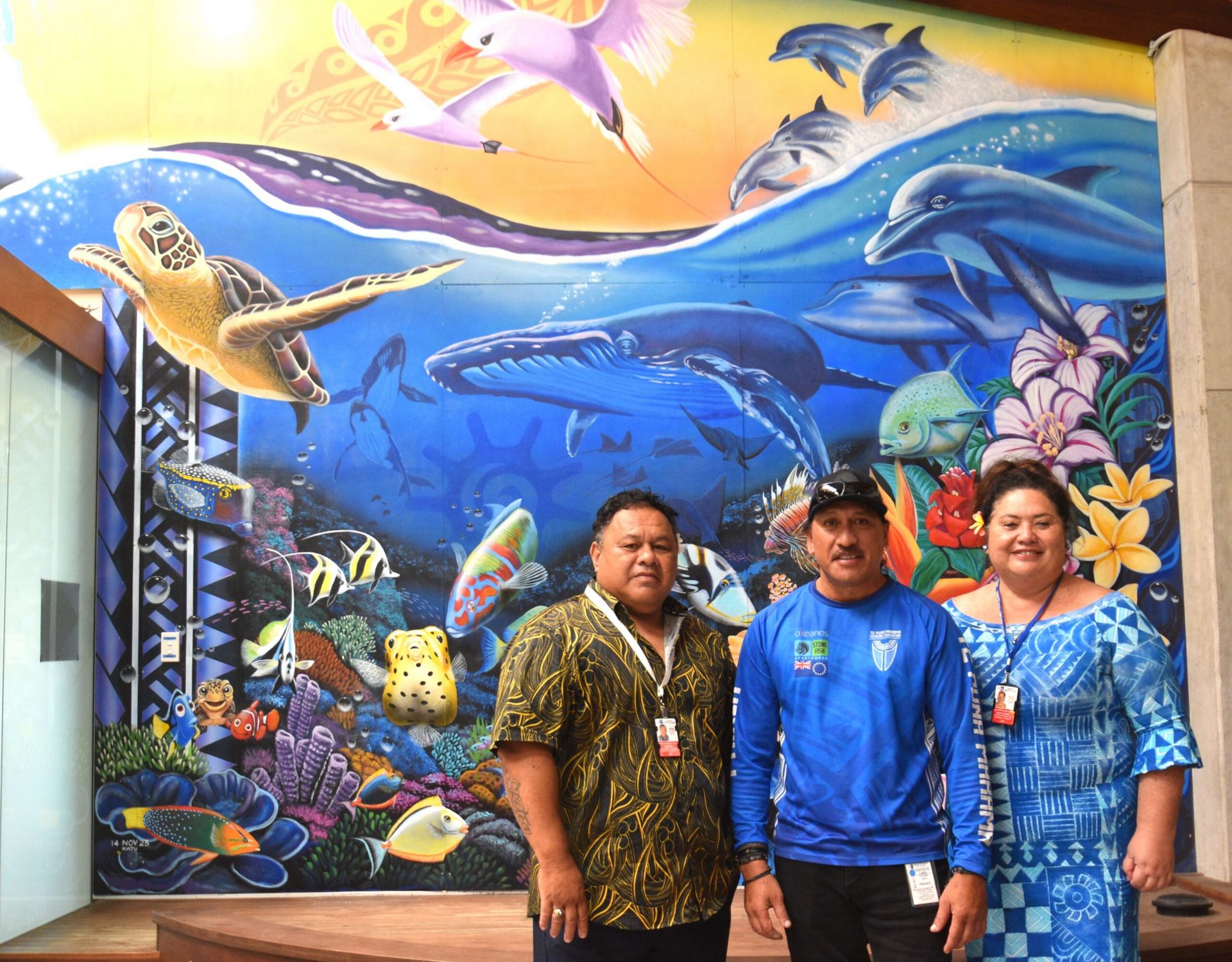 Rarotonga airport departure area mural