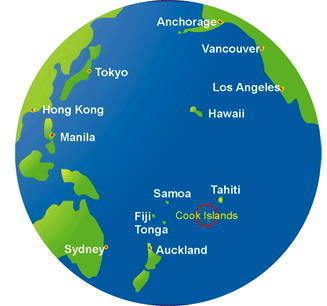 Globe showing Cook Islands