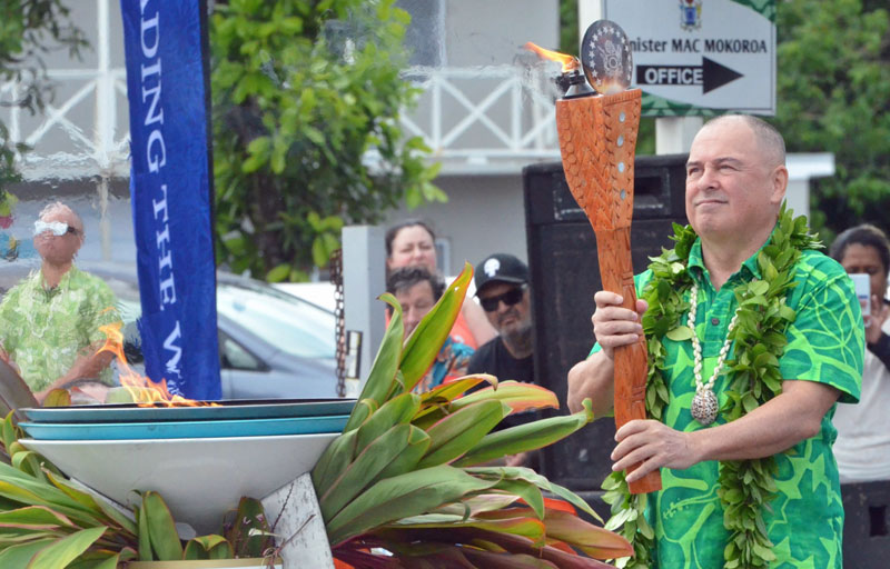 PM Mark brown with the Te Meava Nui torch