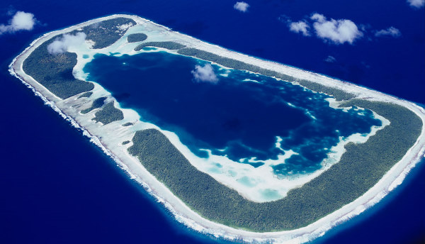 Rakahanga island from the air